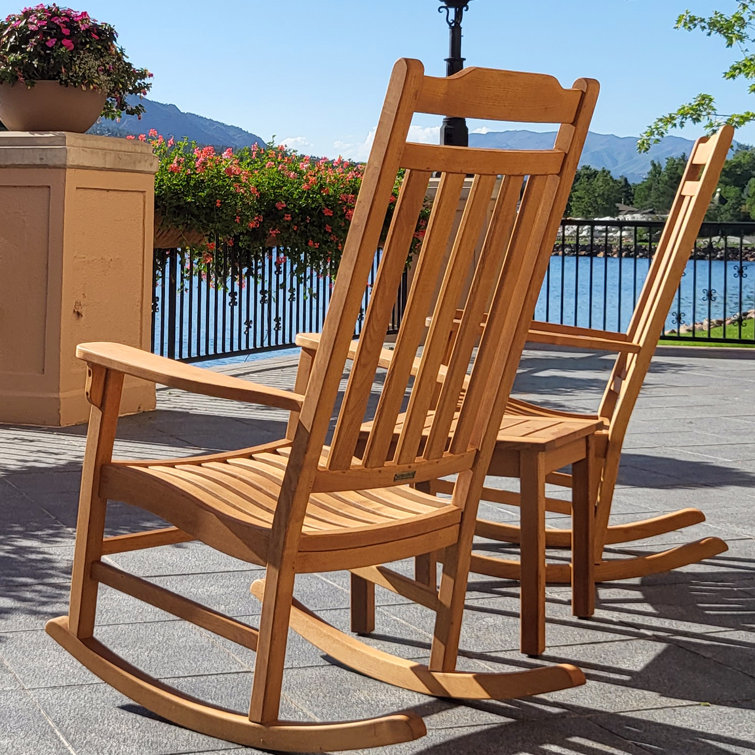 Frontera Outdoor Rocking Solid Wood Chair 3 Piece Set Wayfair Canada